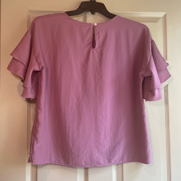 Elegant‎ Mauve Ruffle Sleeve Top - Picture 9 of 9